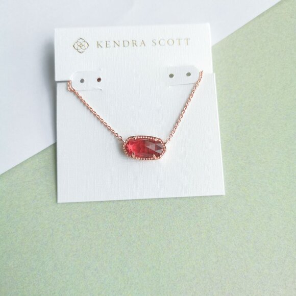 Kendra Scott Elisa Berry red glass Necklace - Rose Gold - Picture 1 of 3